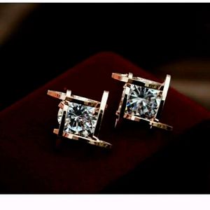 Beautiful Crystal Princess Cut Caged Earrings